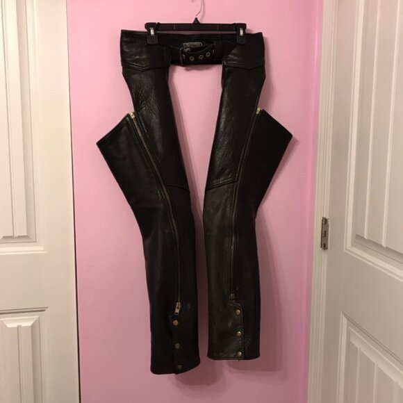 California Creations Leather Made in the USA Motorcycle Chaps size medium - Picture 1 of 10
